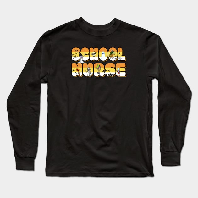 Halloween School Nurse Long Sleeve T-Shirt by Duds4Fun